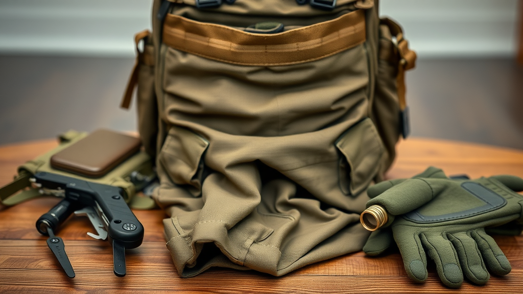 affordable tactical pants with tactical gloves and multi-tool